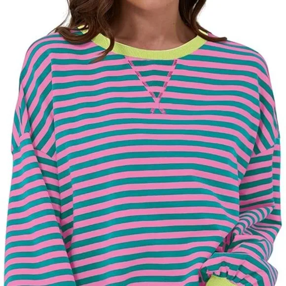 Oversized Striped Neon Sweater - Picture 5 of 14